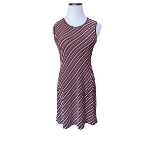 Vintage 90s Bias Cut Striped Dress Size L Office Chic CBK Vibe Capsule Wardrobe